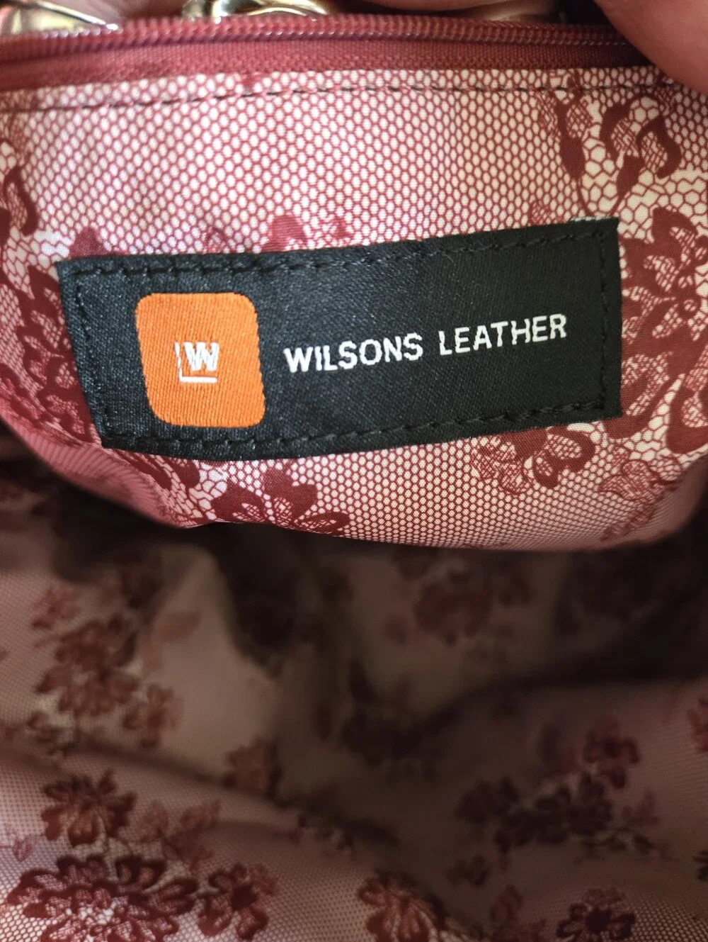 Wilsons Leather Metallic Red Leather Tote Bag with Shoulder Straps EUC
